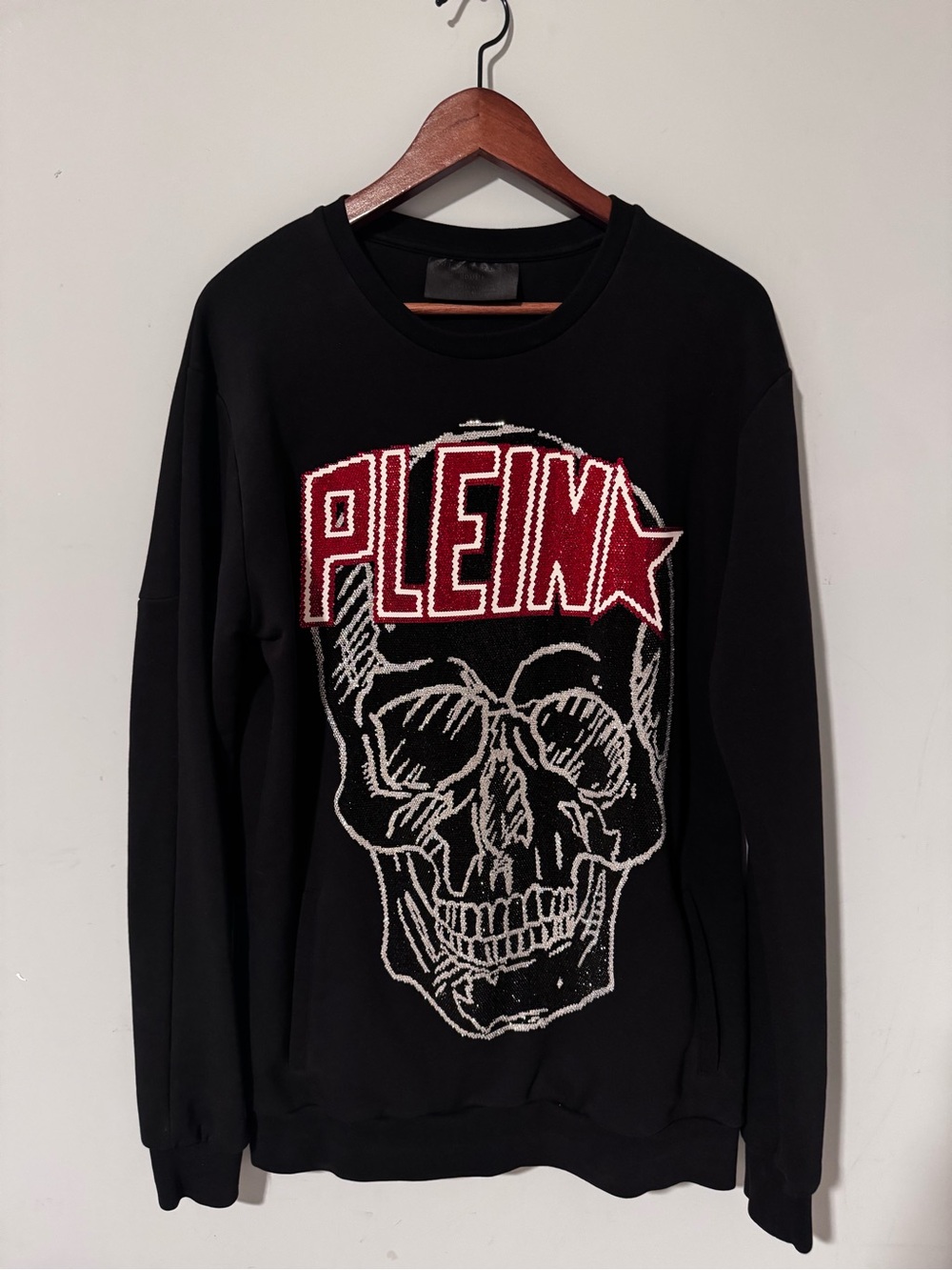 Limited Edition Black Skull Rhinestone Phillip Plein Sweater
